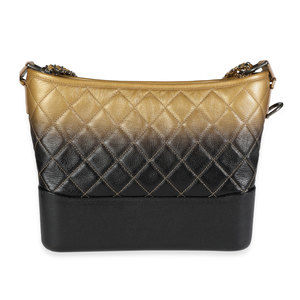Chanel Black & Gold Ombré Quilted Goatskin Medium Gabrielle Hobo